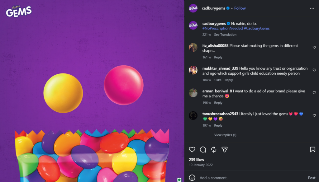 White space in cadbury image sample that makes the design look neat