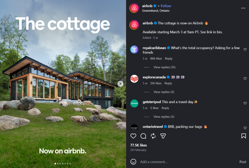 Aesthetic, clear image example by AirBnB