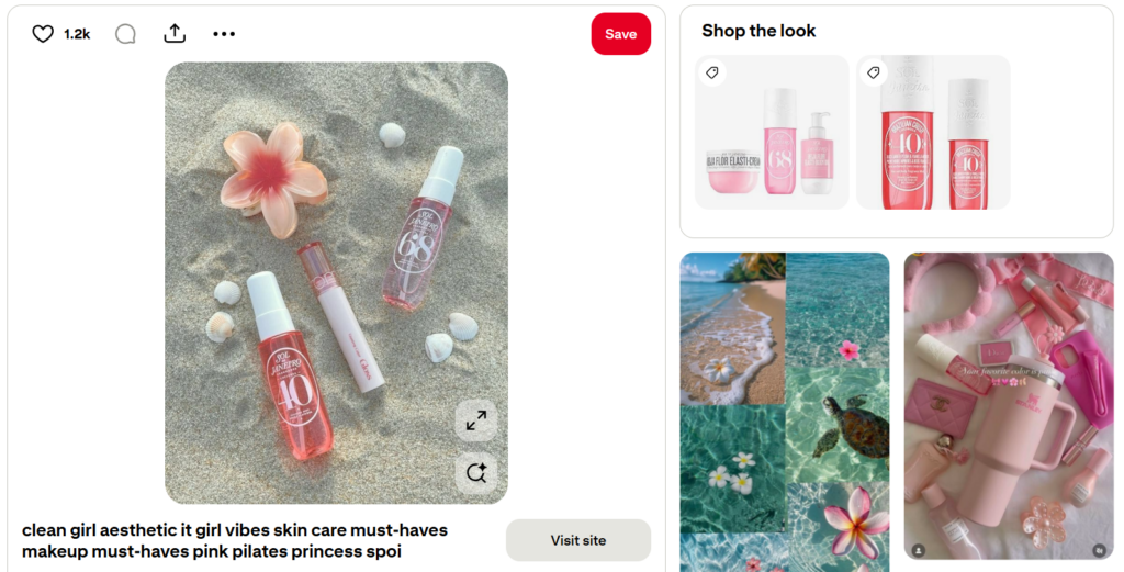 Shop the look option in Pinterest