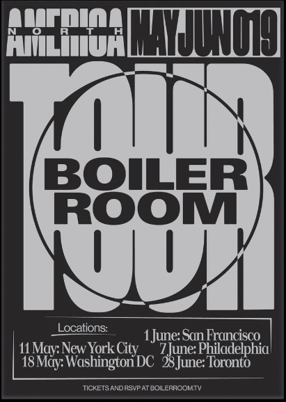 Neon nightlife boiler room poster design