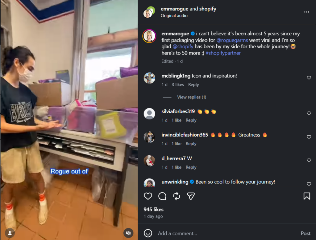 Collaboration reel by Shopify