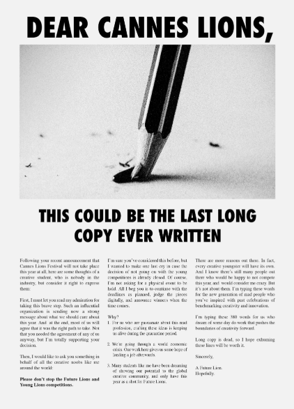 Cannes Lions "The Copy" print ad