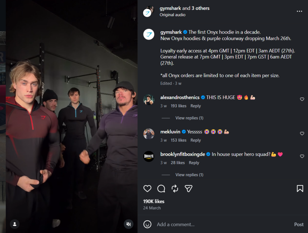 Collaboration post by Gymshark