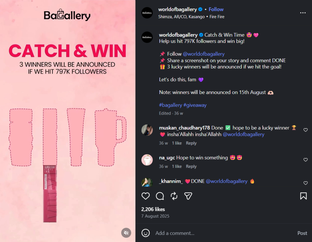 Interactive post kind of giveaway contest