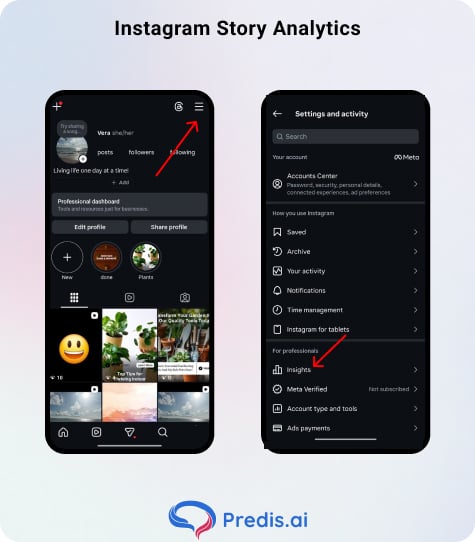 Accessing Instagram story analytics
