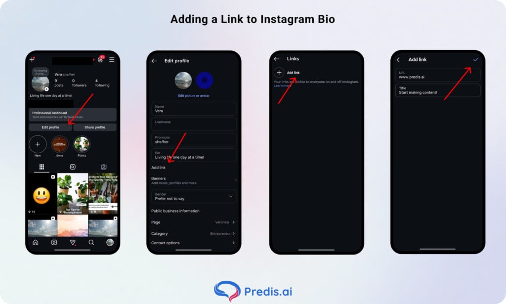 Adding a link to Instagram bio
