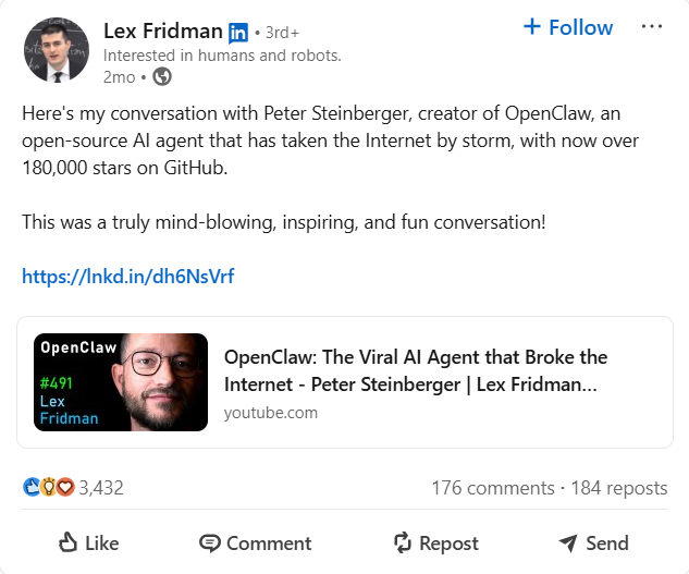Linkedin post sample