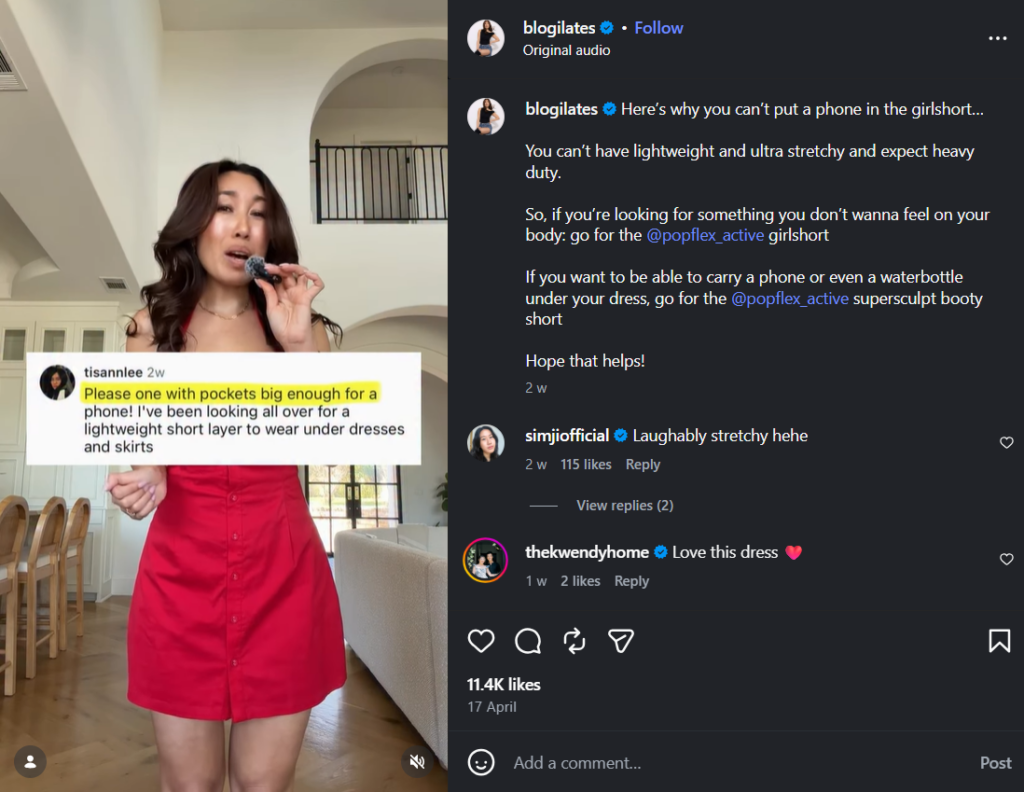 Blogilates social media post