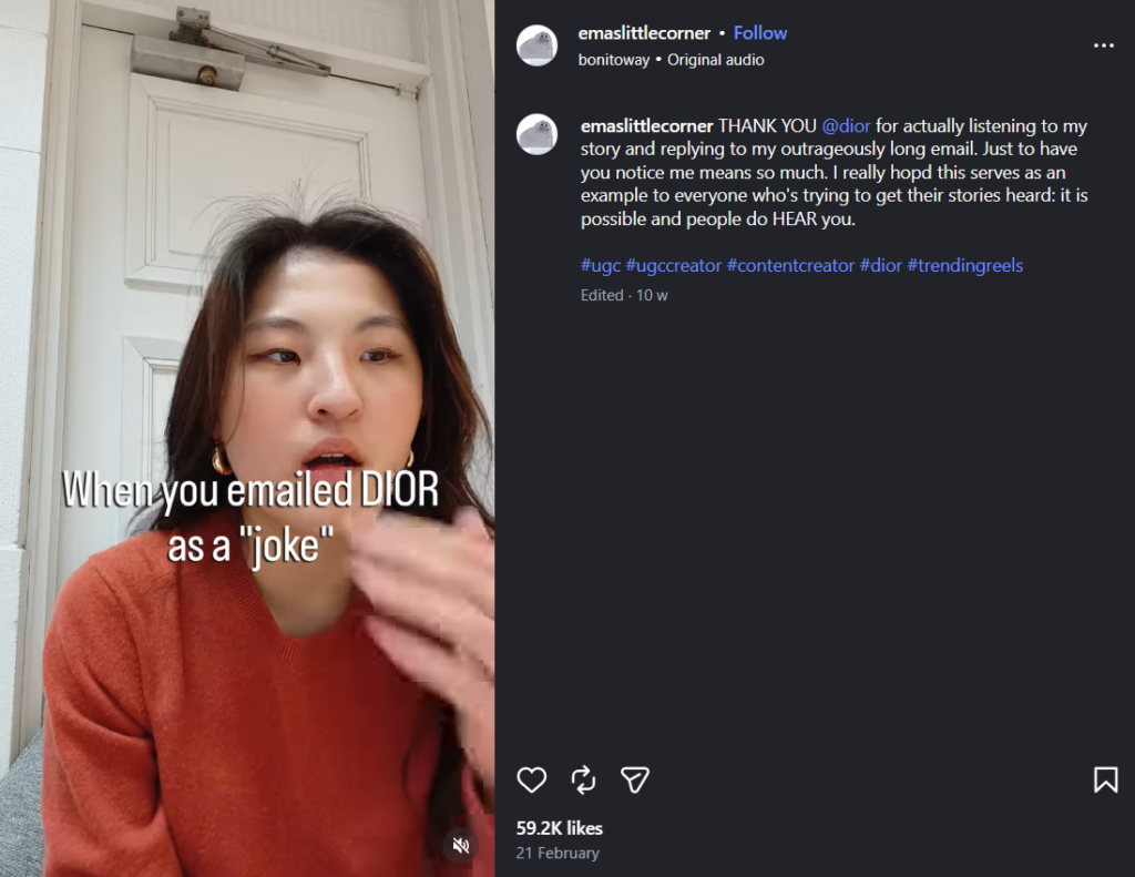 UGC content on Instagram