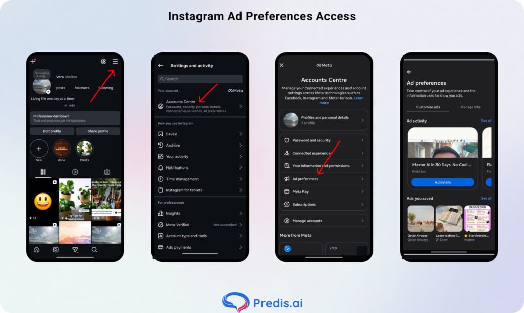 Accessing Instagram ad preferences
