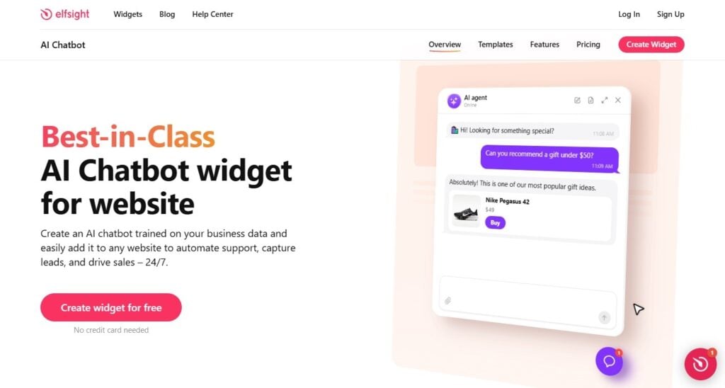 elfsight AI chatbot dashboard